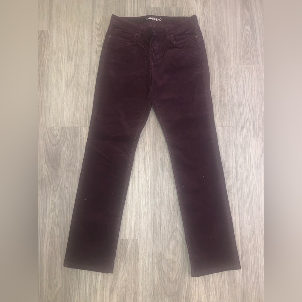Lands' End Mid Rise Straight Corduroys - Burgandy